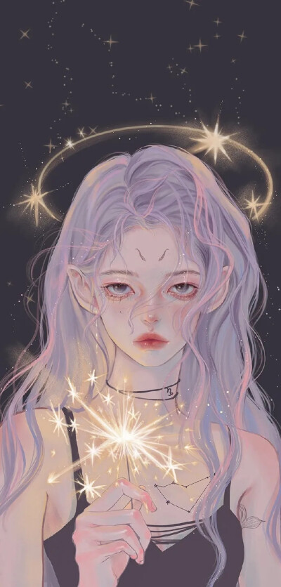 12星座少女插画壁纸 摩羯座 (图源微博:gua老师)