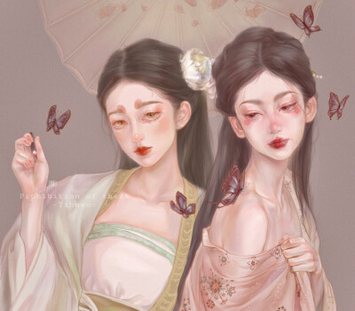 古风少女·油纸伞与蝶
画师：Yihuan面面