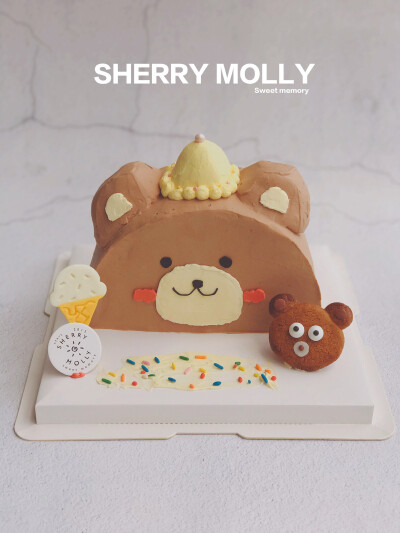 #SHERRYMolly家の下午茶# —『巧克力小熊cake』小仙女给她的小baby准备的生日cake～ 点名了这只小熊cake呢 太可爱了 小熊熊仿佛在问“我可爱吗？”