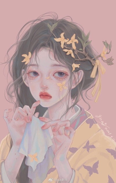 插画，唯美，美少女，gua老师