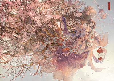 画师：七原，插画作品，简直太美了
风月都好看，人间也浪漫