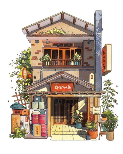 街边小屋 ~ 插画 angelahao_art