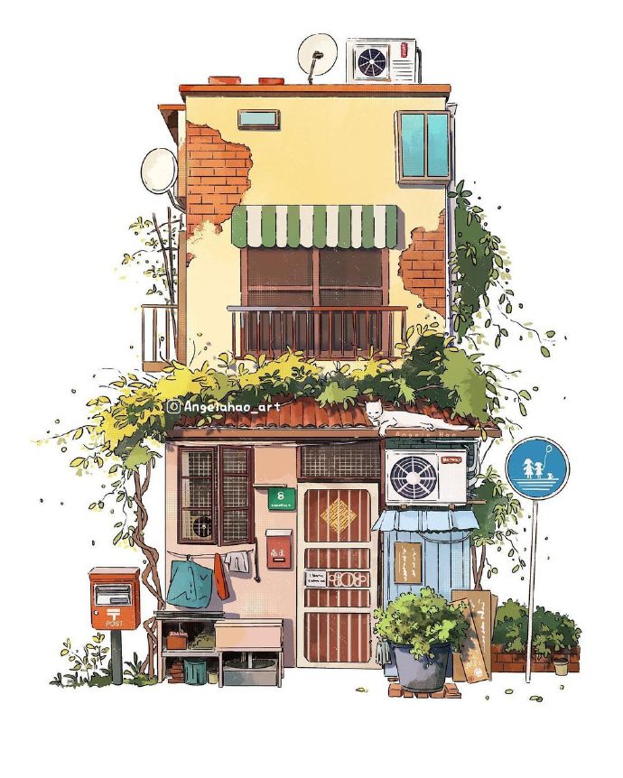 街边小屋 ~ 插画 angelahao_art