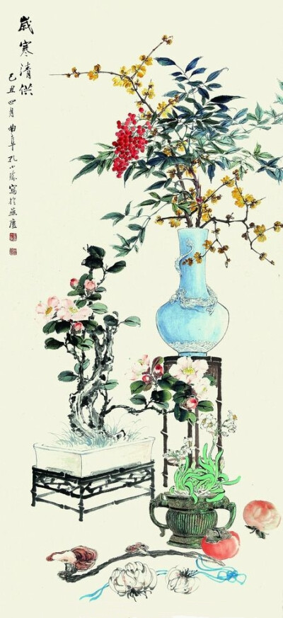 孔小瑜（1899－1984），原名宪英，生于慈溪庄桥孔家村。
擅长花卉博古，追求形象逼真，笔意松动逸格。并刻苦练就了强记默写的本领，从三代青铜器外，广涉人物、翎毛、走兽、鱼虫手到形俱，呼之欲出，无所不精。其博…