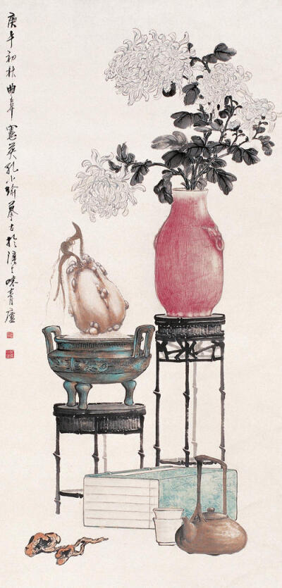 孔小瑜（1899－1984），原名宪英，生于慈溪庄桥孔家村。
擅长花卉博古，追求形象逼真，笔意松动逸格。并刻苦练就了强记默写的本领，从三代青铜器外，广涉人物、翎毛、走兽、鱼虫手到形俱，呼之欲出，无所不精。其博…