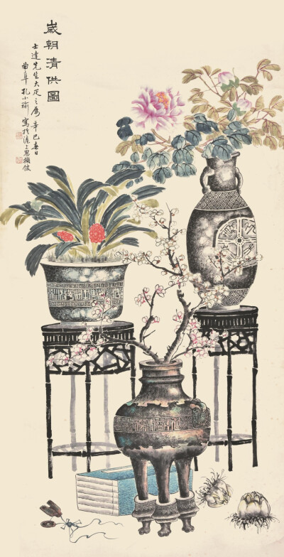 孔小瑜（1899－1984），原名宪英，生于慈溪庄桥孔家村。
擅长花卉博古，追求形象逼真，笔意松动逸格。并刻苦练就了强记默写的本领，从三代青铜器外，广涉人物、翎毛、走兽、鱼虫手到形俱，呼之欲出，无所不精。其博…