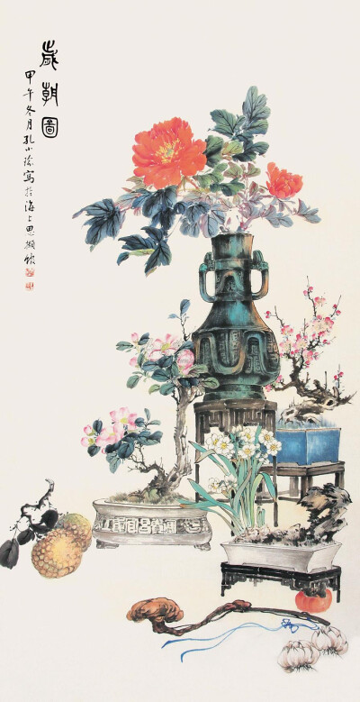 孔小瑜（1899－1984），原名宪英，生于慈溪庄桥孔家村。
擅长花卉博古，追求形象逼真，笔意松动逸格。并刻苦练就了强记默写的本领，从三代青铜器外，广涉人物、翎毛、走兽、鱼虫手到形俱，呼之欲出，无所不精。其博…