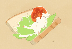 猫与美食 插画 By_チャイ（日本）