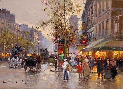 19世纪巴黎的人声车流。作者：Edouard Cortes ​