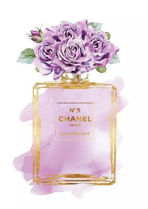 水彩花卉和香气缭绕的N°5香水的清新结合
