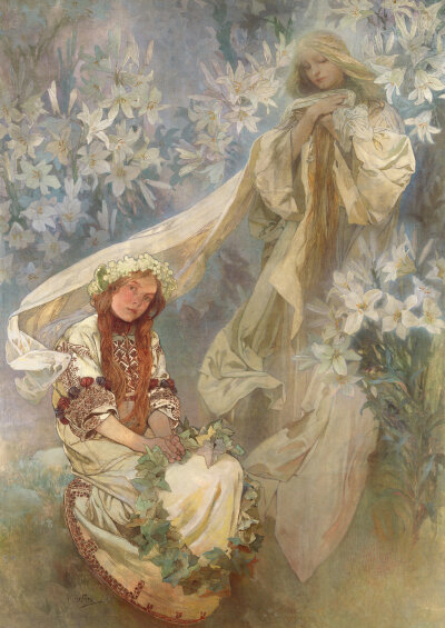 Madonna of the Lilies / 百合圣母
Alphonse Mucha / 阿尔丰斯·缪夏 [捷] (1860-1939)