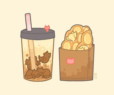 萌猫咪 插画 By_あしろashi