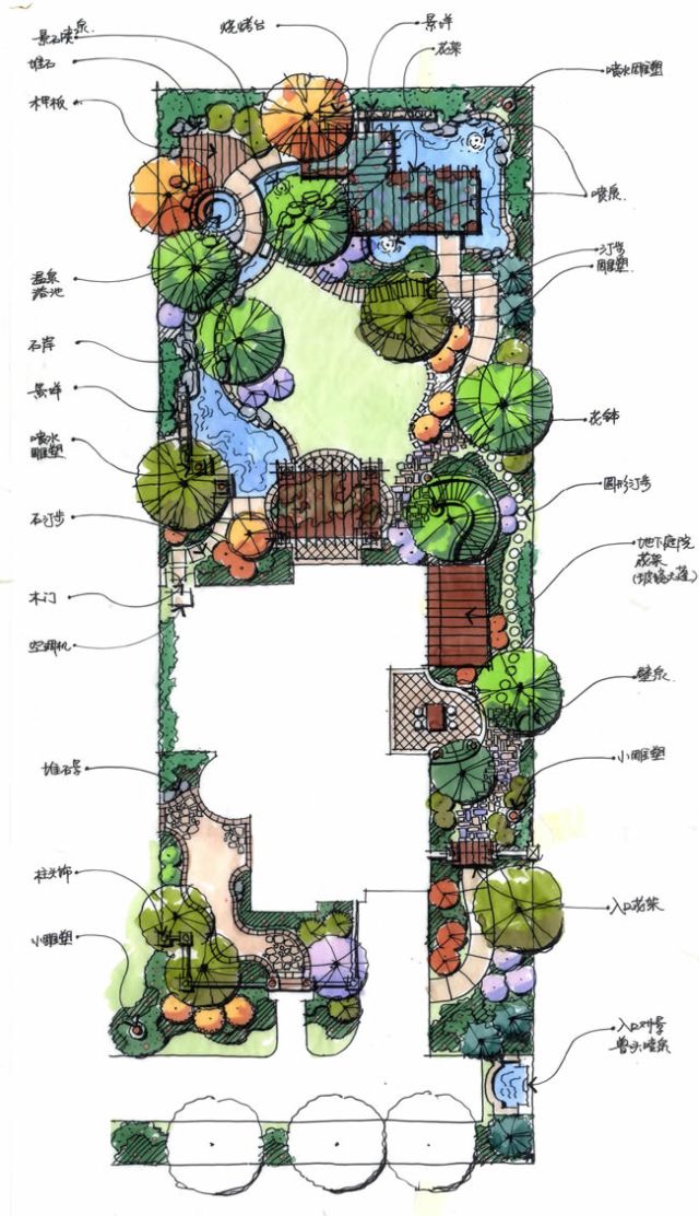 住宅景观平面手绘方案