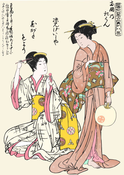 浮世绘风格插画