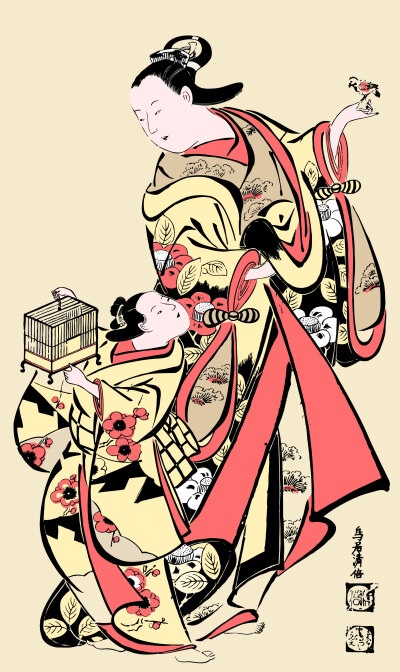 浮世绘风格插画