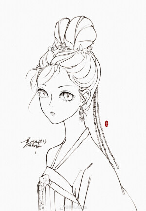 一组iPad头像速写线稿｜@蓉儿Angla ​​​