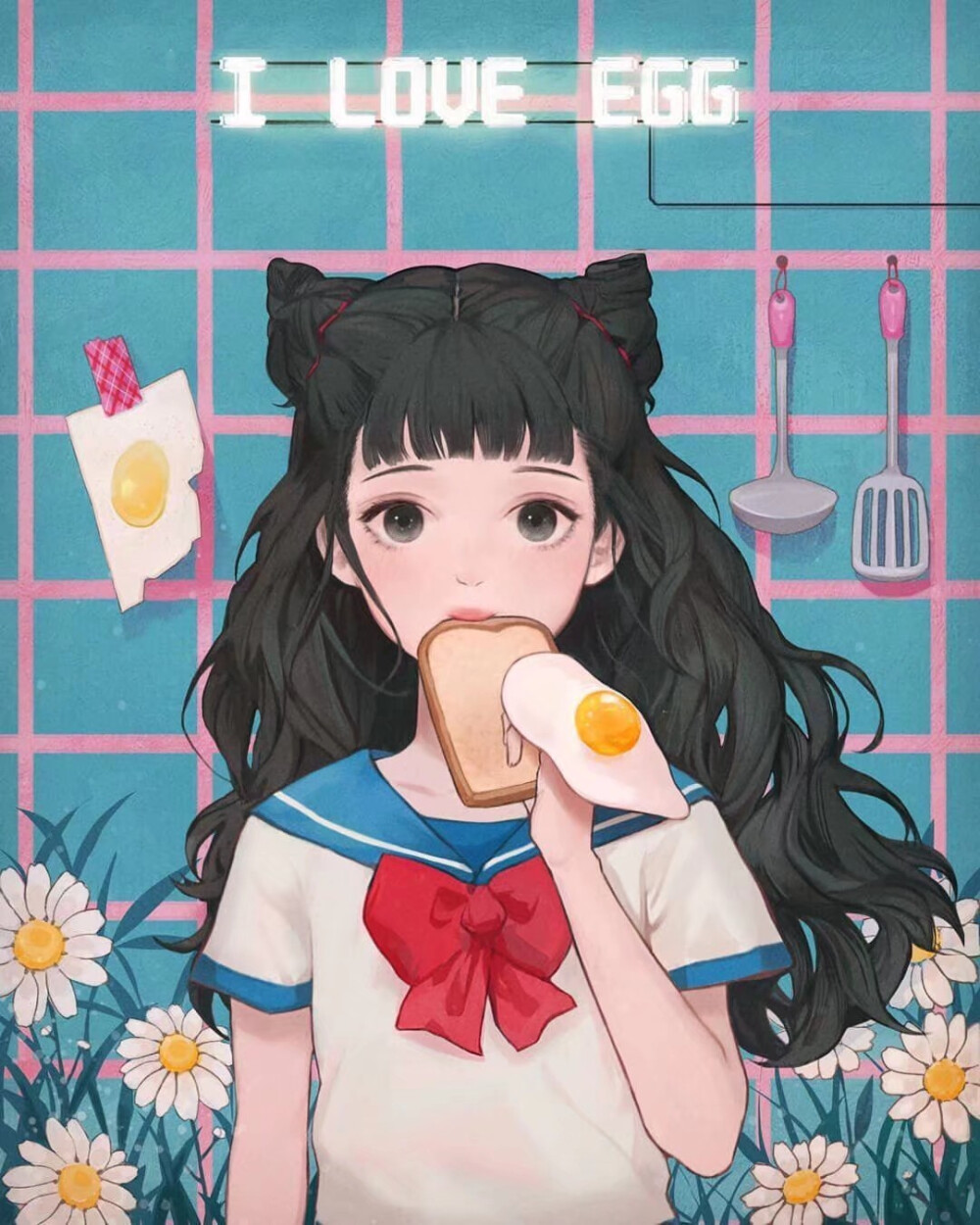 一组卡通少女头像系列作品，画风好赞
画师： ubokhee