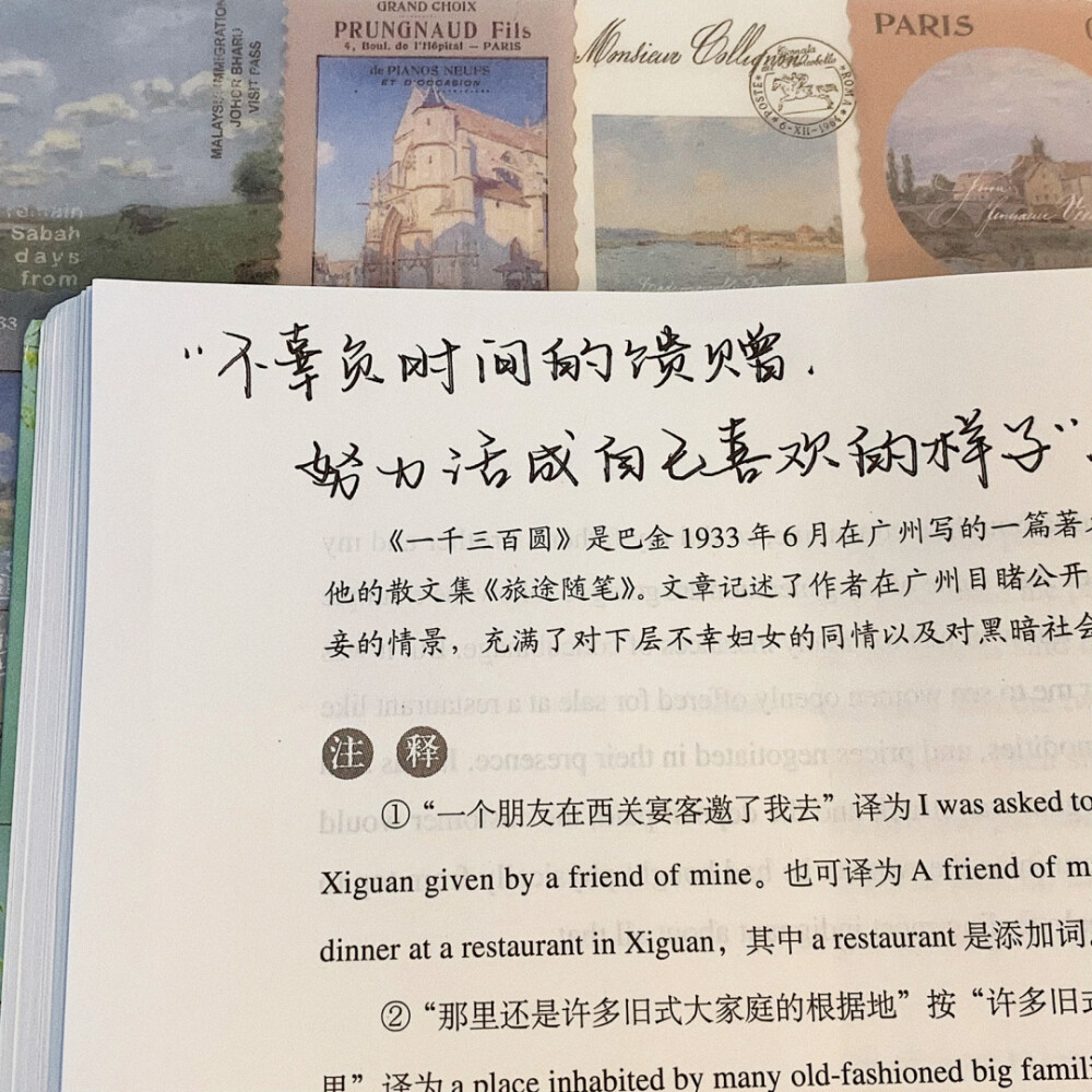 语录分享|治愈短句
背景书：《英译中国现代散文》
©️小熊手写-