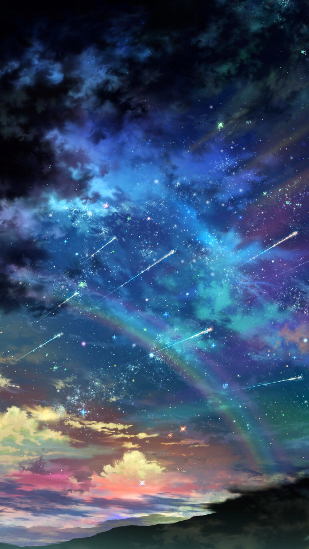 蓝色 星空 插画 意境 背景 壁纸