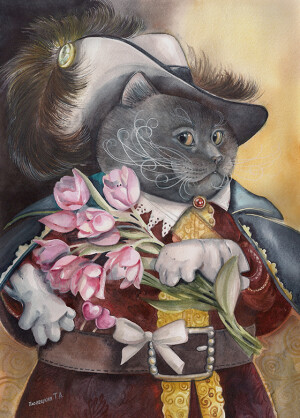 拟人化的可爱猫咪插画 ~ 俄罗斯画师Plovetskaya Tatiana-pleval插画作品