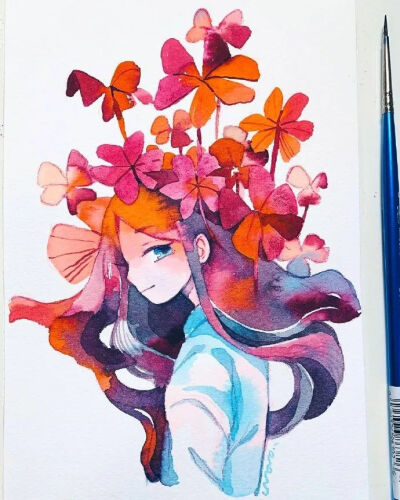 唯美插画｜水彩
•画师:maruti_bitamin ‍