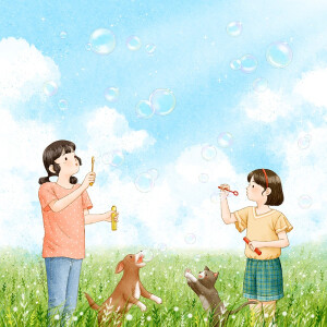 快乐的时光，美好的童年 ~ 韩国画师paperfly《姐姐和我》系列插画