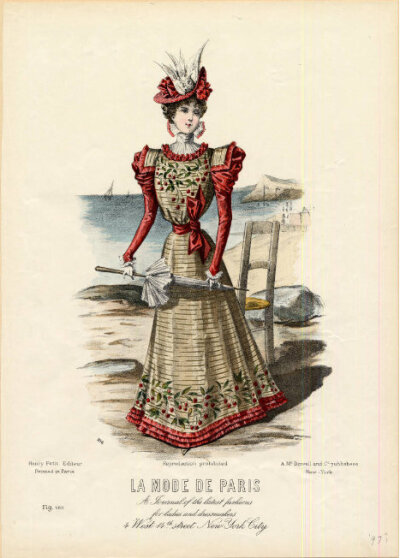 1820-1890年代的夏季，优雅女士去海边游玩时会这样穿 ​​​
