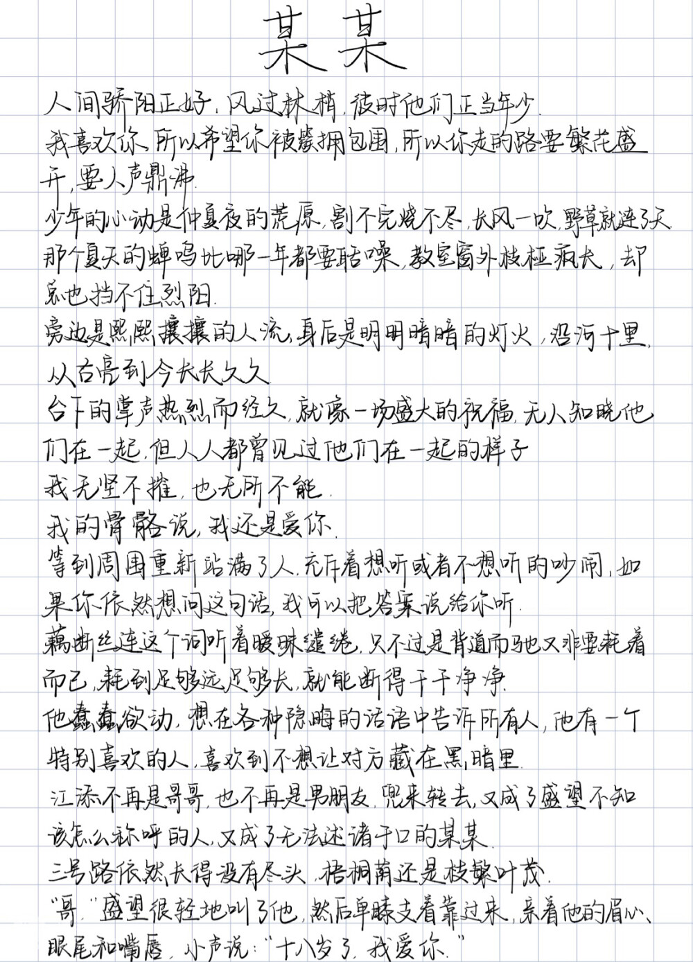 人间骄阳正好，风过林梢，彼此他们正当年少。