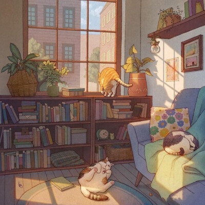 猫咪的温暖日常 ~ 韩国画师limduey插画作品