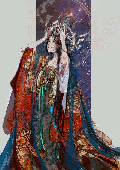 美人绚烂如画，公子只得伫观。