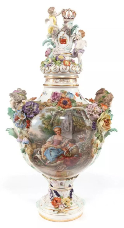 DRESDEN大花瓶，Meissen 1880