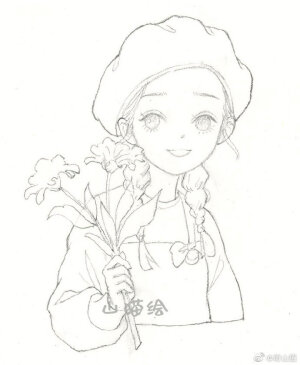 手绘小女孩线稿系列~ 
by：蒋山猫 ​​​