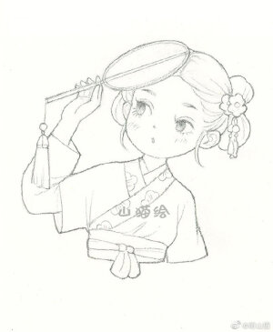 手绘小女孩线稿系列~ 
by：蒋山猫 ​​​