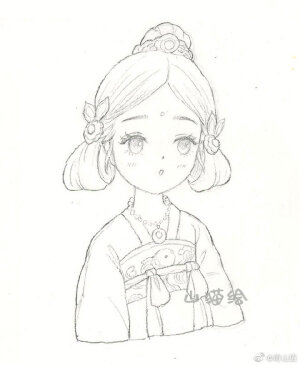 手绘小女孩线稿系列~ 
by：蒋山猫 ​​​
