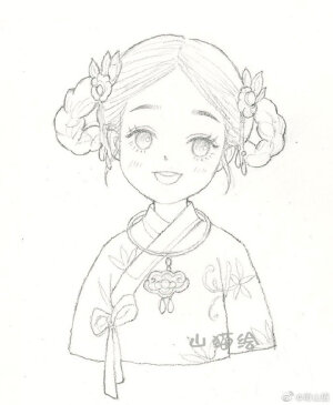 手绘小女孩线稿系列~ 
by：蒋山猫 ​​​
