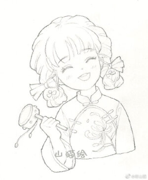手绘小女孩线稿系列~ 
by：蒋山猫 ​​​