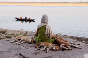 在印度瓦拉纳西的早上，一个女人开始她的清晨冥想。
photo by Steve McCurry ​​​