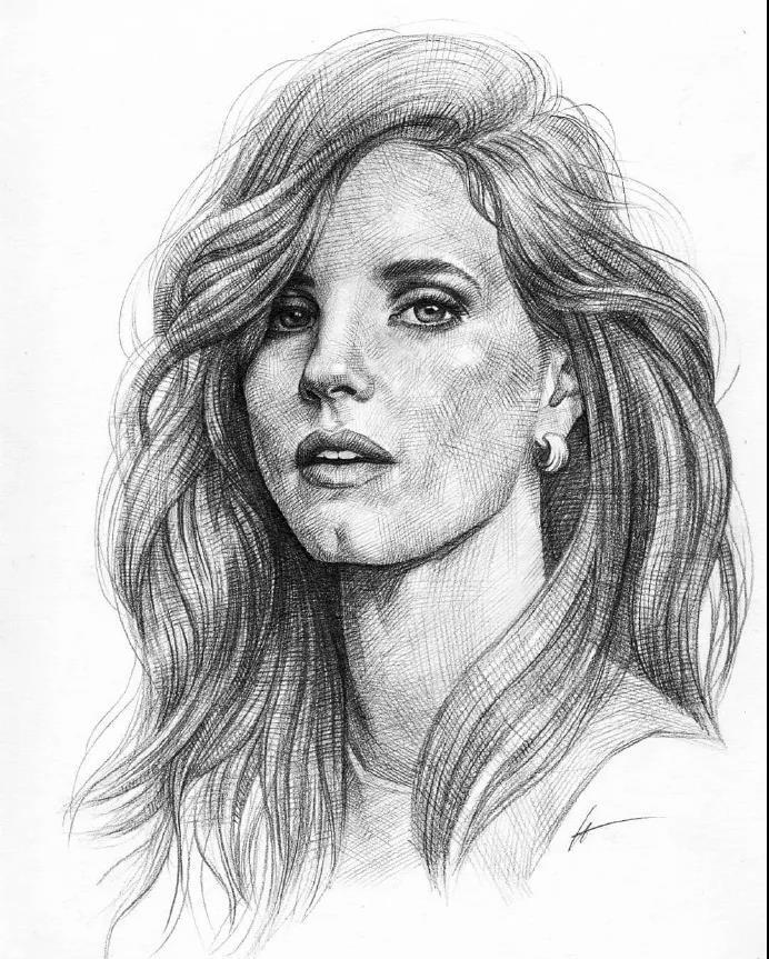 传神的人物素描令人舒适的排线