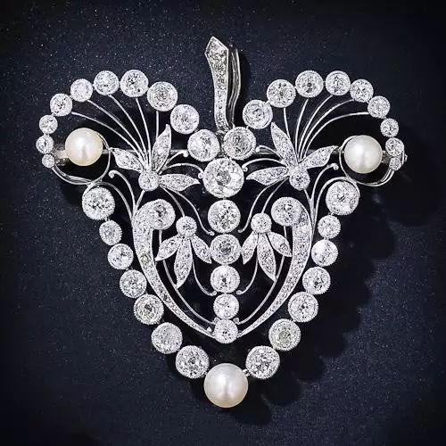 钻石珍珠铂金胸针/吊坠/估价约16750美金