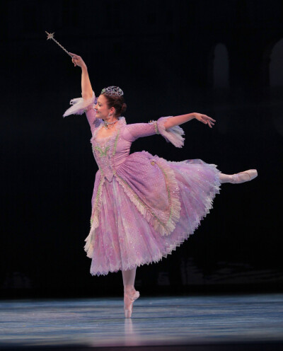 PNB soloist Kylee Kitchens dancing the role Fairy Godmother in a lavender tulle skirt designed by Martin Pakledinaz for Kent Stowell's Cinderella