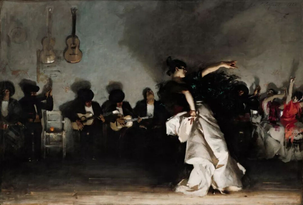 约翰·辛格·萨金特(John Singer Sargent) 《EL JALEO》，曾被费加罗评为是巴黎沙龙艺展上“冲击力最大的作品”， 1882，嘉纳博物馆馆藏。
