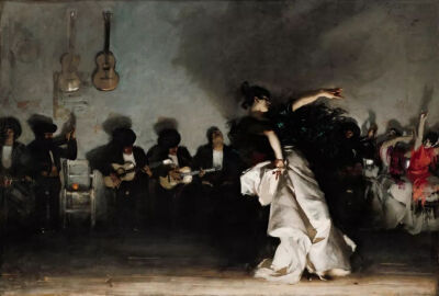 约翰·辛格·萨金特(John Singer Sargent) 《EL JALEO》，曾被费加罗评为是巴黎沙龙艺展上“冲击力最大的作品”， 1882，嘉纳博物馆馆藏。
