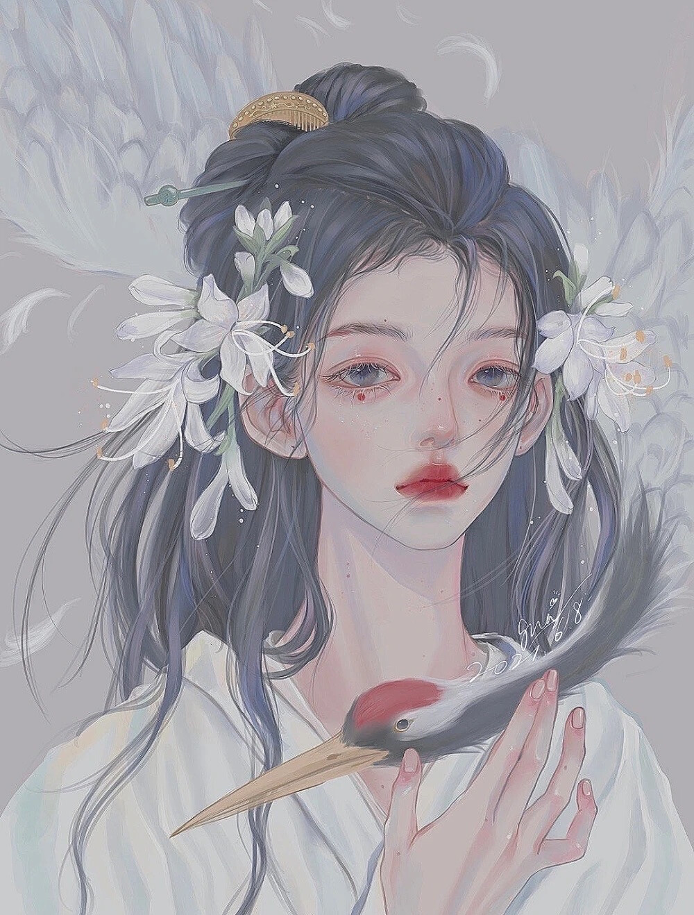 手绘，壁纸，这个画风好美啊，画师是谁啊