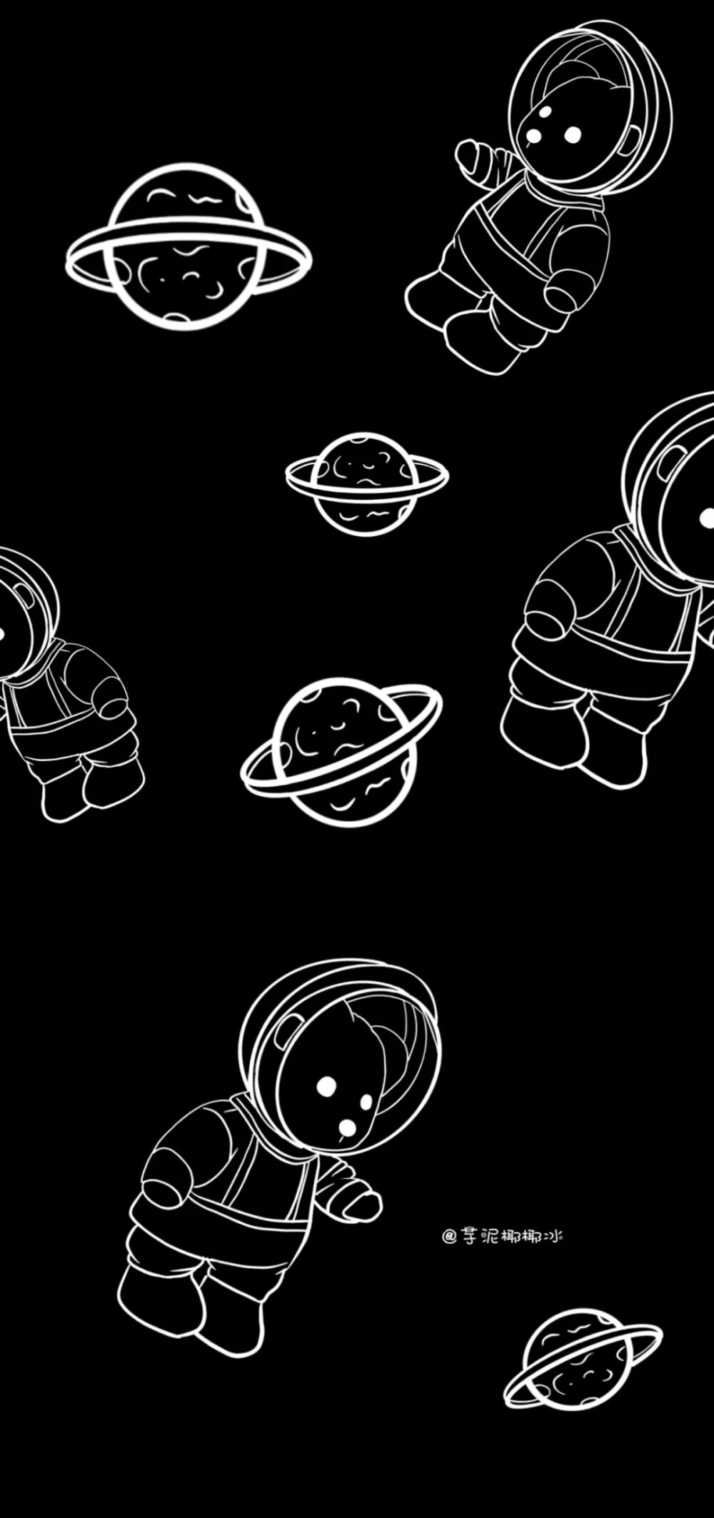 黑白熊熊宇航员壁纸