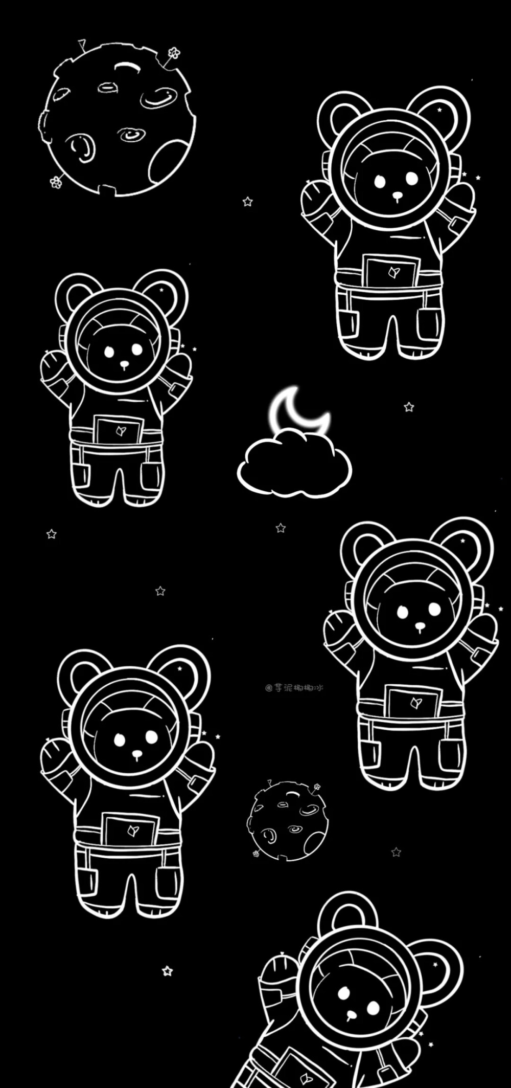 黑白熊熊宇航员壁纸