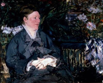 1879年《温室里的马奈夫人》，模特就是马奈的妻子苏珊娜
