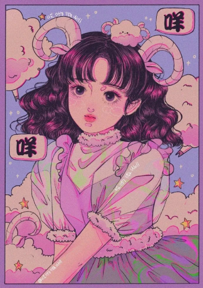 手绘少女头像