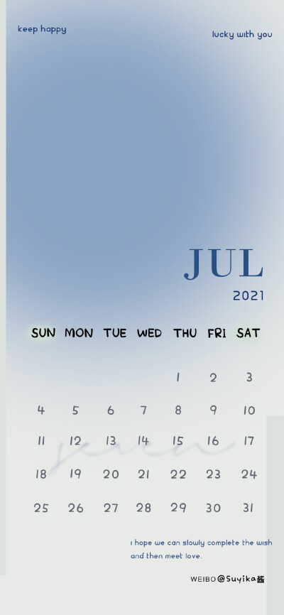 vb Suyika酱
更新时间：7.4
文案：高级感｜晕染
尺寸：全面屏
七月日历壁纸