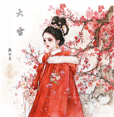 古风人物插画，作者:官官an ，图片来源于小红书或微博，侵删