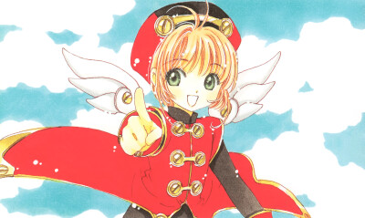 （45）
【出处】Sakura Festival 2000 原创活动商品
【CLAMP评语】因为是有川小姐所设计的挂件上要用的图案，所以服装也是特别设计的。挂件（上的吉祥物）本身就是翅膀的形状，所以在小樱的服装上也加了翅膀。